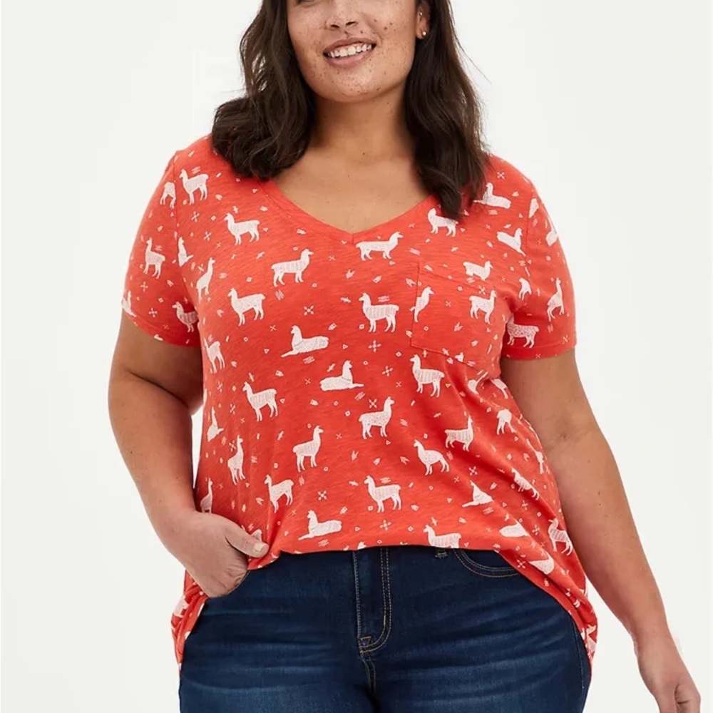 Torrid Llama Pocket V-neck Tee